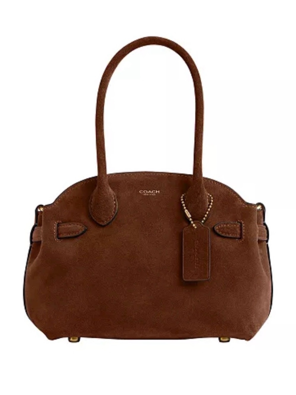Coach Brown Suede Shoulder Bag with Top Handles